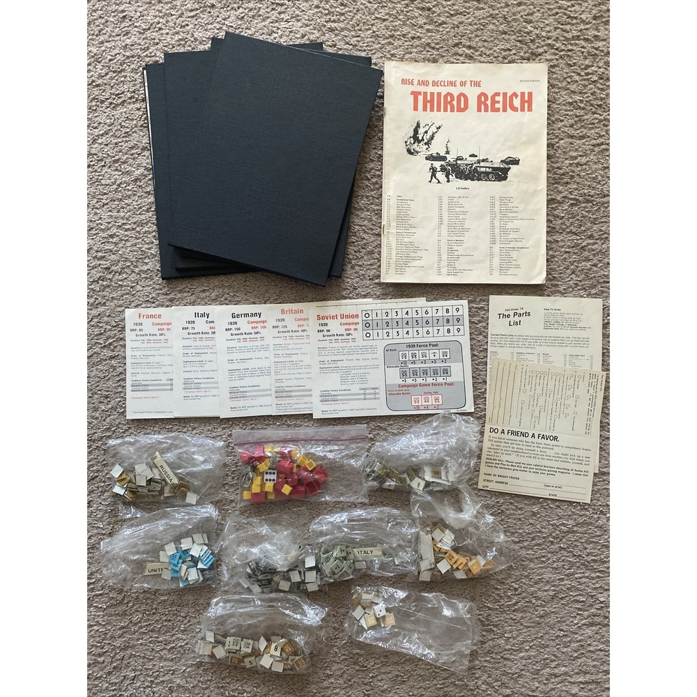 Rise and Decline of the Third Reich 3rd Edition Avalon Hill 813 Incomplete 1974 - Picture 2 of 4